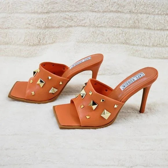 Popo Studded Square Toe Stiletto Heels – Punk Style Mules for Bold Women